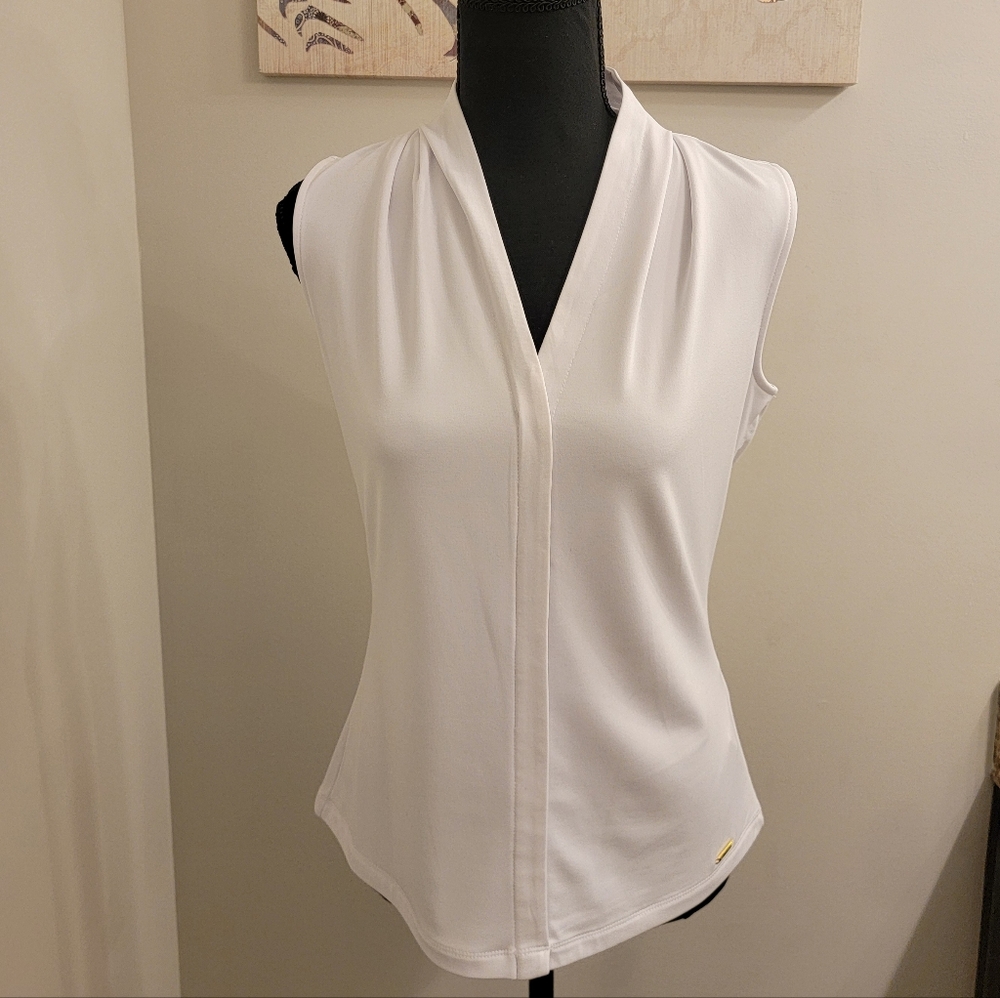 Calvin Klein Ivory Sleeveless Blouse